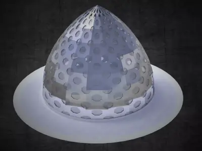 Dome pointed with octagonal pattern panels with glass Low-poly 3D model