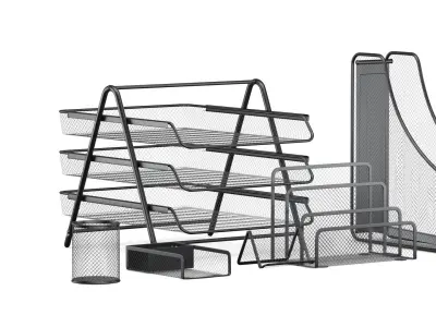 Mesh Metal Document Organizer Storage Set 3D model