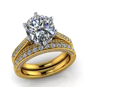 2 Carat Oval Cut Classic Vintage Bridal ring 3D model 3D print model