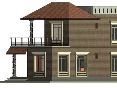 3bedroom small Family House plan Low-poly 3D model