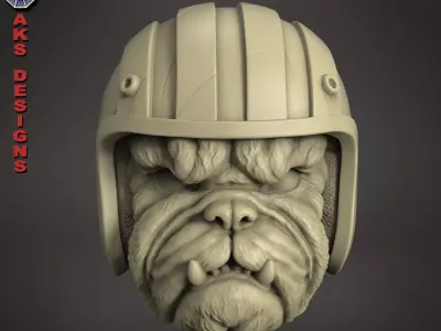 Bulldog Biker version 1 Bas relief for cnc 3D print model