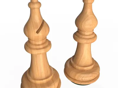 3D Wooden Chess Bishop Low-poly 3D model