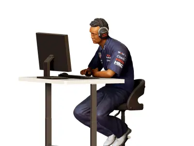 N2 Race team engineer with chair and desk 3D print model