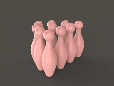 Cartoon Pig Bowling And Ball Bowling Low-poly 3D model