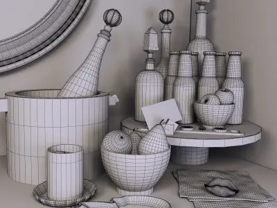 Decorative set Gourmet alcohol 3D model