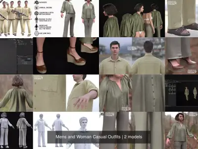 Mens and Woman Casual Outfits 3D Model Collection