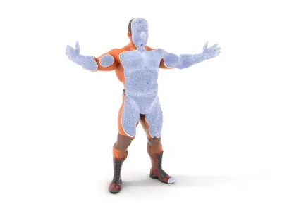 Muscular Wrestler Character Model Rigged and Animated Low-poly 3D model