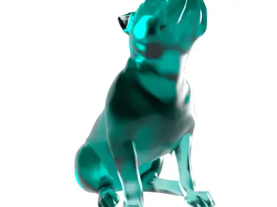 Cyan Glass Bulldog Sculpture 3D print model