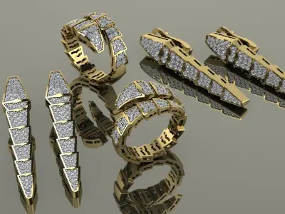 Bvlgari set Earring Ring 3D print model