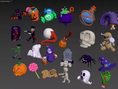 Halloween Decor Collection with Spooky and Festive Elements 3D model
