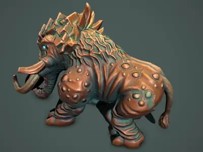 Statue mammoth Low-poly 3D model