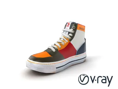Retro-Inspired High-Top Sneaker model pack Low-poly 3D model