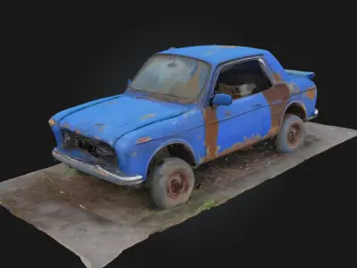 Blue Rusty Relic  Echoes of Industry in Faded Steel 3D model