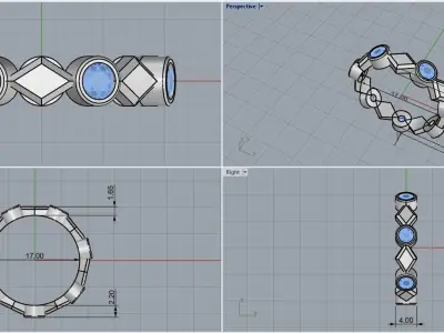 Rhombus ring model 316 3D print model