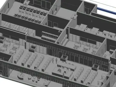 Architectural Revit Model for Mega School fully furnished 3D model