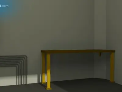 Garage room with door Low-poly 3D model