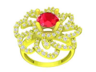 Luxury Floral Cluster Diamond Ring Jewelry Design 4429 3D print model