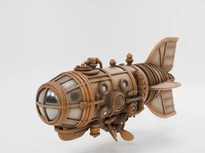 Steampunk Vehicle Kit stylized Low-poly 3D model