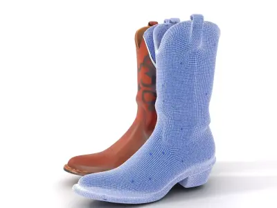 Vintage Western Boots model pack Low-poly 3D model