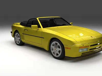 Porsche 944 Cabrio with interior 3D model