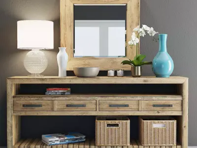 Roslyn Country Table with Decorative Accessories set 3D model