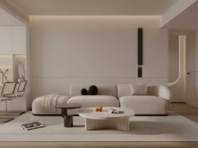 Modern living room dining room interior scenes 137 3D model