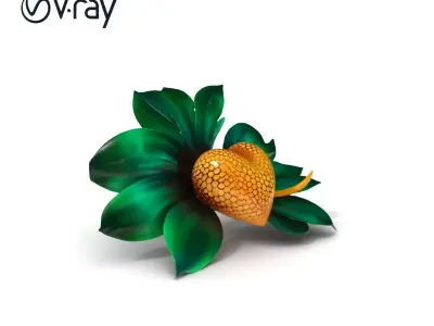 Golden Heart with Leaf  D Model Pack Low-poly 3D model