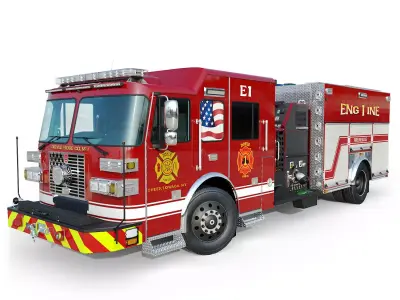 Fire Truck Custom Pumper Doyle Hose Low-poly 3D model