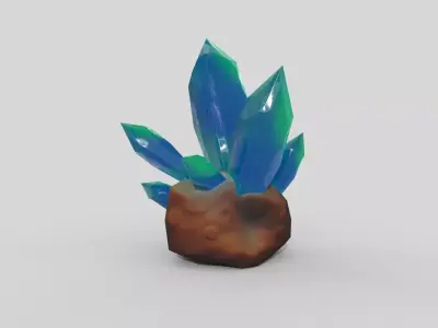 Crystals green Low-poly 3D model