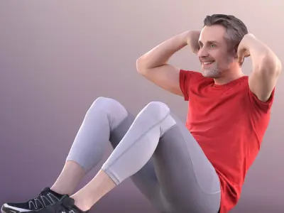 Will 10862 - Athletic Man Doing Situps Low-poly 3D model