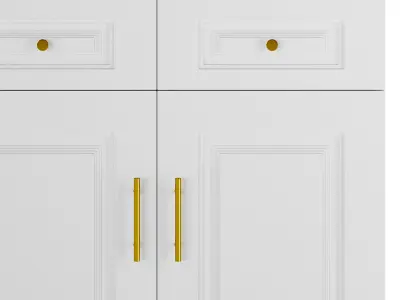 Sumptuous White Wood Sideboard Credenza with Drawers 3D model