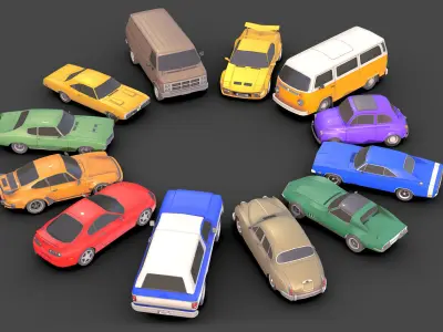 Classic Car Pack Low-poly 3D model