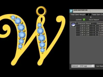 Alphabet V1 Font Style Pendant W 3D print model