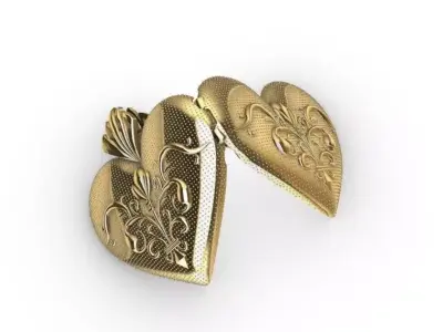 Ornamental Heart Pendant - Vintage Jewelry 3D Model 3D model