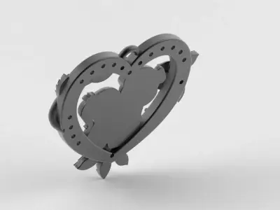 Mother and Daughter Heart Pendant 3D print model