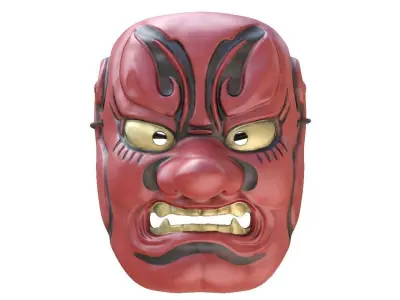 Japanese Mask Tengu Gigaku Low-poly 3D model