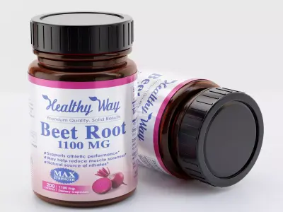 Supplement Bottle with Label Packaging 3D Modelling 3D model