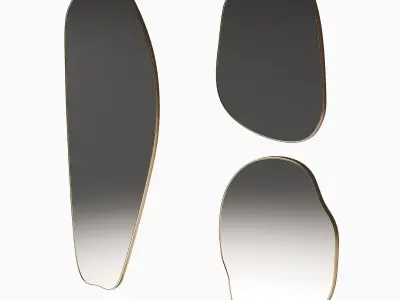 Rose Brassy Silva mirrors by Ethnikliving Wavy mirror set 3D model