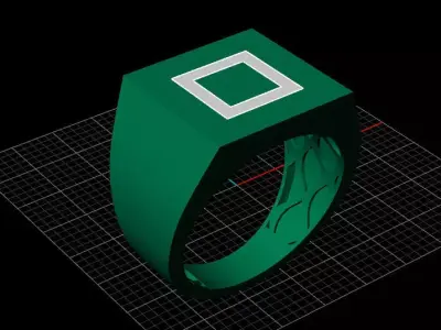 Mens Black Enamel Geometric 16 mm Signet  Ring 3 3D print model