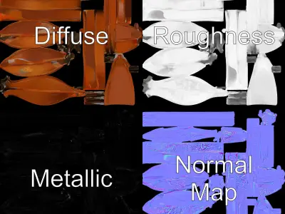 Rustic Flower Model Pack with Decorative Design Low-poly 3D model