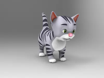 cartoon Cat Model Low-poly 3D model