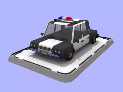 Cartoon Low Poly Police Car Low-poly 3D model