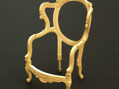Classic Baroque Style Wooden Chair Base for CNC 3D model