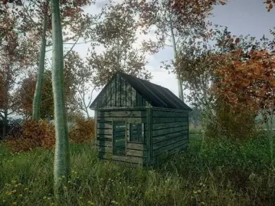 Little Forest Cabin Low-poly 3D model