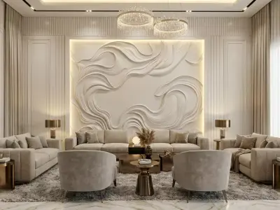 modern panel wall decor set relief stl mural CNC 163 3D model