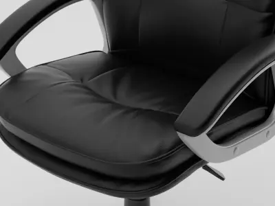 Black Leather Executive Office Chair Silver Base  PBR 3D Model 3D model
