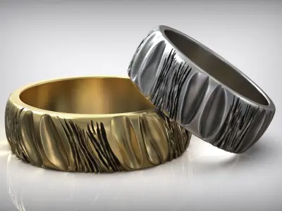 Designer Art Gold Wedding Band 3D print model