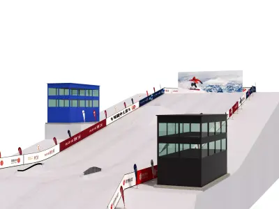 ski resort Low-poly 3D model