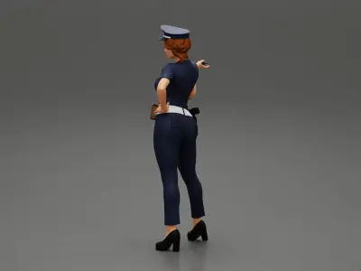 sexy officer police woman posing 3D print model