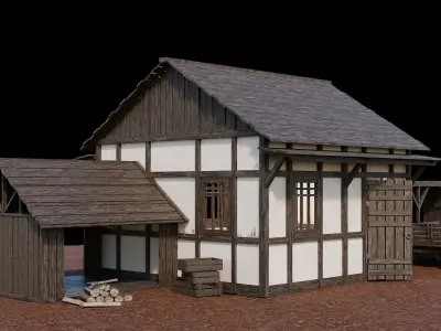 Medieval Village Asset 14 - 4K Textures Game Ready Low-poly 3D model